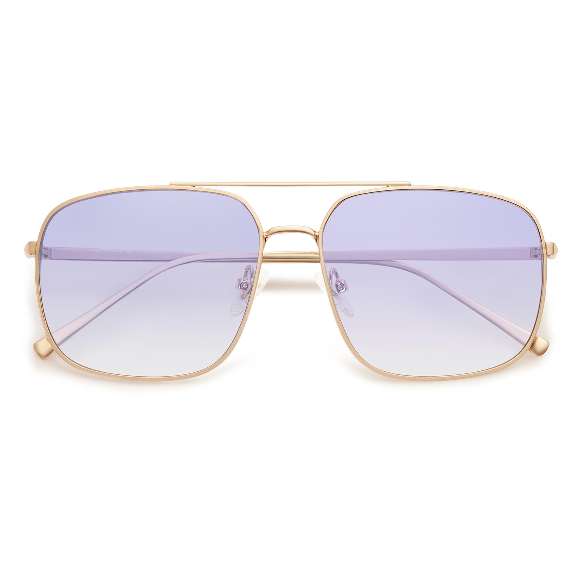 SOJOS Trendy Square Aviator Sunglasses for Women Men, Gold Frame Light Tint Gradient Shades SJ1176