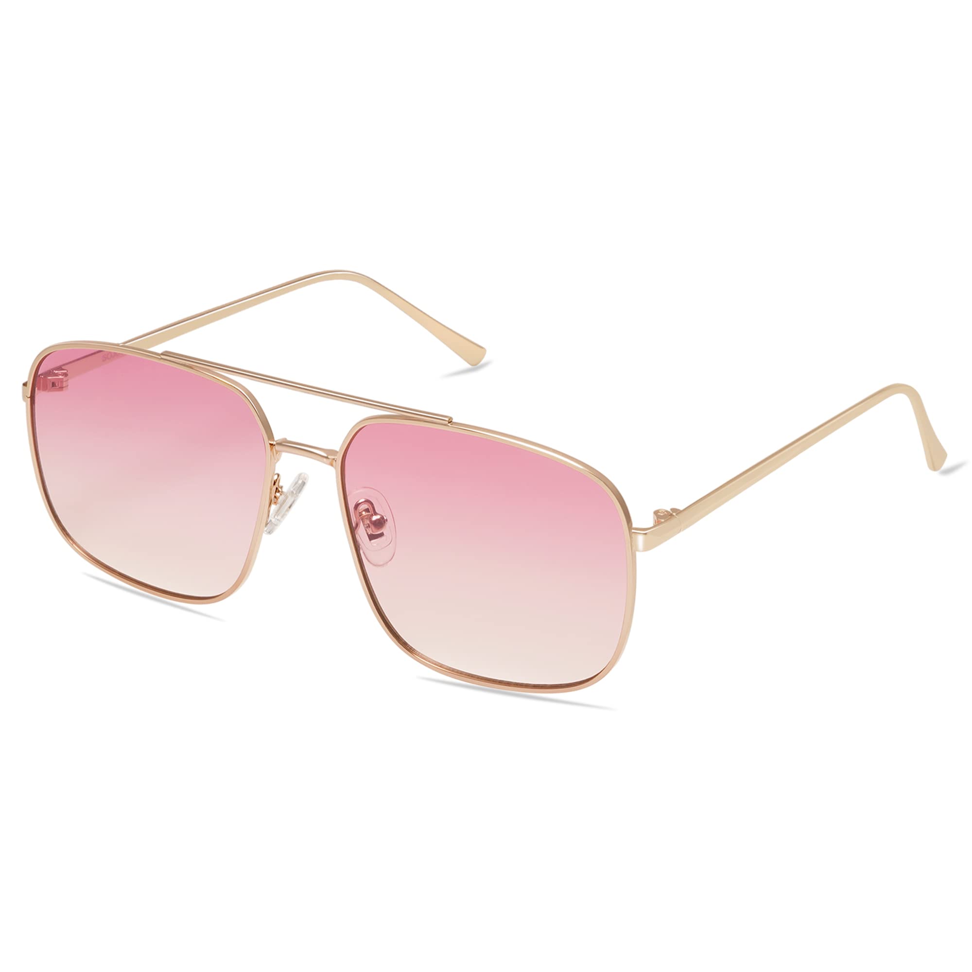 SOJOS Trendy Square Aviator Sunglasses for Women Men, Gold Frame Light Tint Gradient Shades SJ1176