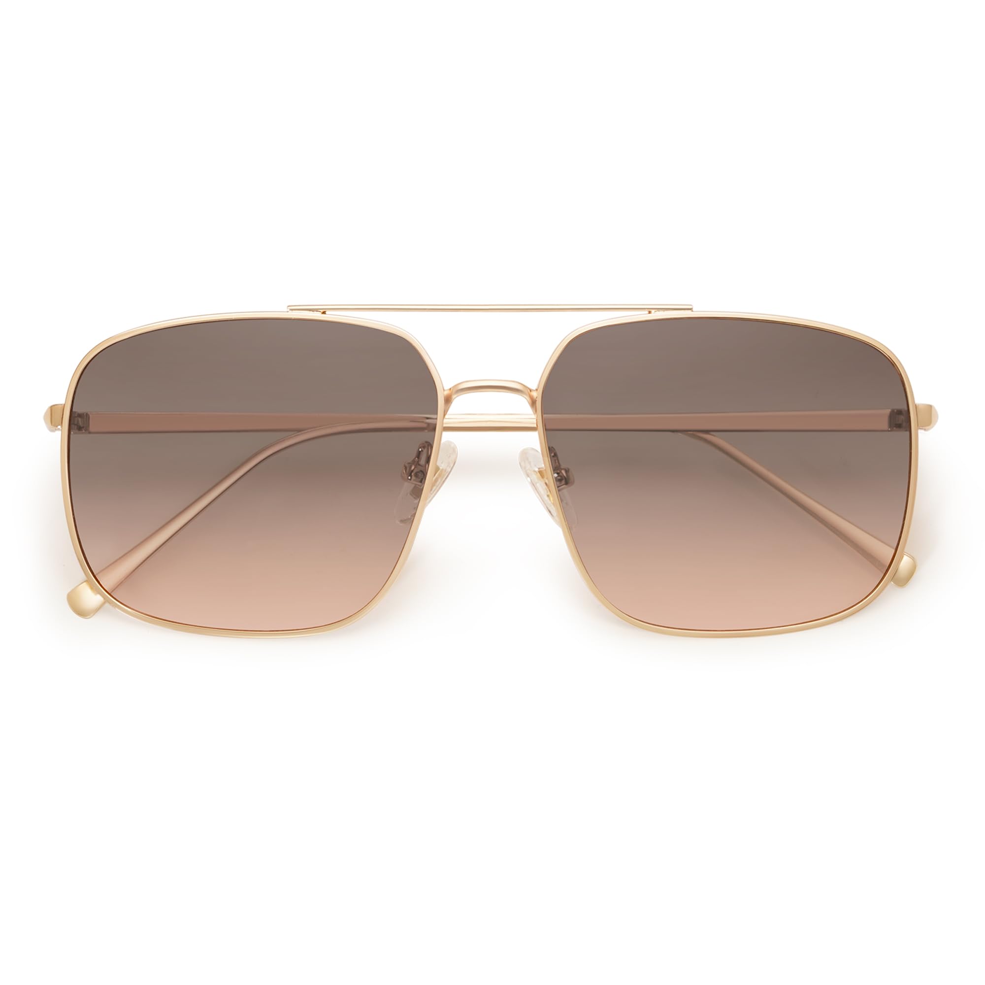SOJOS Trendy Square Aviator Sunglasses for Women Men, Gold Frame Light Tint Gradient Shades SJ1176