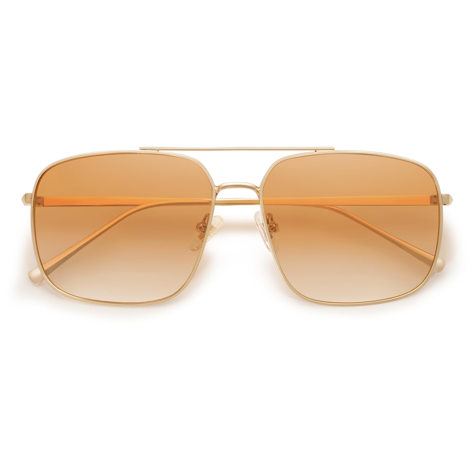 SOJOS Trendy Square Aviator Sunglasses for Women Men, Gold Frame Light Tint Gradient Shades SJ1176