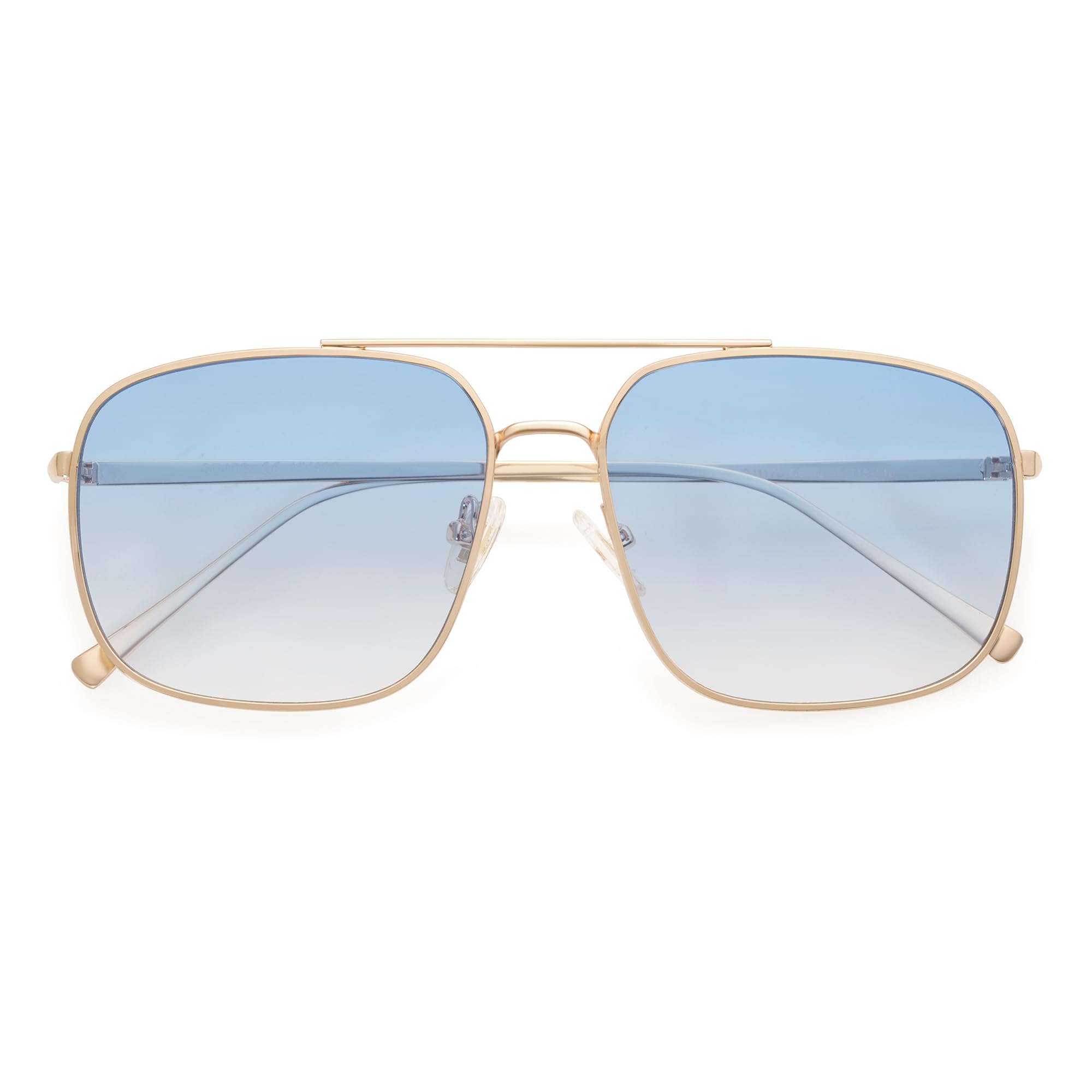 SOJOS Trendy Square Aviator Sunglasses for Women Men, Gold Frame Light Tint Gradient Shades SJ1176