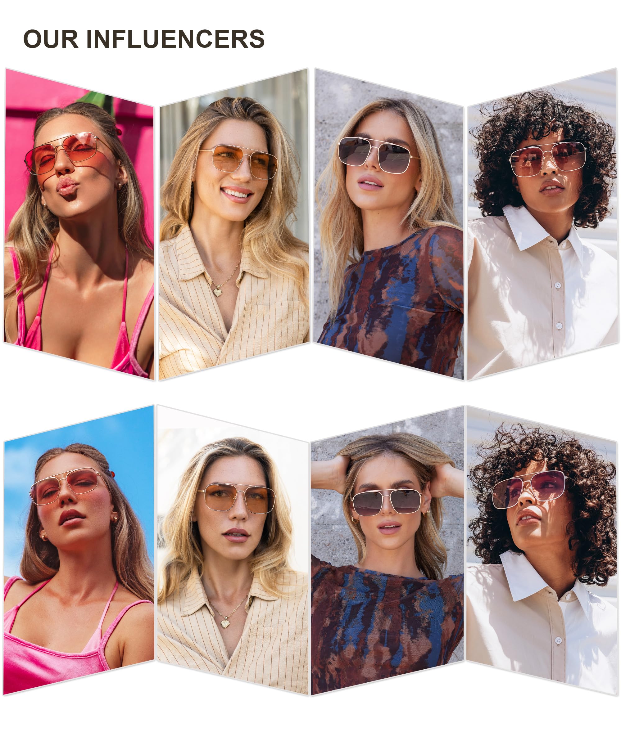 SOJOS Trendy Square Aviator Sunglasses for Women Men, Gold Frame Light Tint Gradient Shades SJ1176